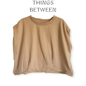 Things Between Women's Boxy Tan Cotton T-Shirt Size L
